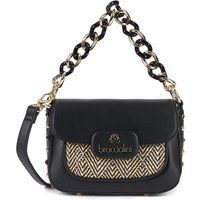 Schultertasche mit gewebtem Akzent und Kette