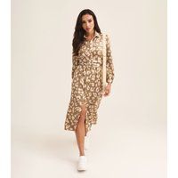 Hemdblusenkleid mit Tierprint und Gürtel