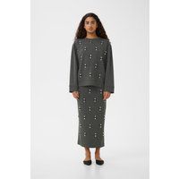 Graues Langarm-Sweatshirt mit lockerer Passform
