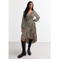Mini-Wickelkleid mit Rüschen und Tiermotiv