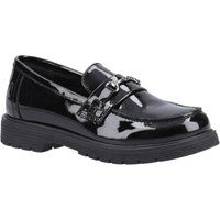 Hush Puppies Lydia Patent Senior Mädchenschwarze Slipper Aus Leder