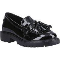 Hush Puppies Abigail Patent Senior Mädchenschwarze Slipper Aus Leder