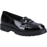 Hush Puppies Hazel Patent SNR Mädchenschwarze Slipper Aus Leder