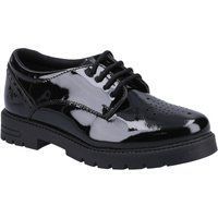 Hush Puppies Jayne Patent SNR Mädchenschuhe Aus Schwarzem Leder Mit Schnürung