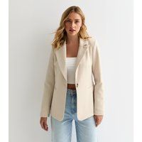 Taillierter beiger Ein-Knopf-Blazer