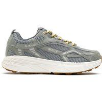 Grauer Nubukleder- und Mesh-Trainer-Sneaker