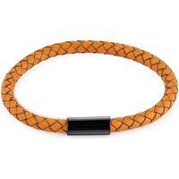 Geflochtenes Lederarmband mit Stahlschließe