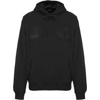 Monotoner schwarzer Baumwoll-Kapuzenpullover mit Logo