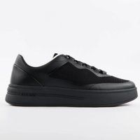 Minimalistischer, solider schwarzer Leder-Sneaker