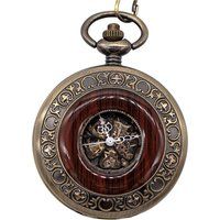Vintage Bronze Holz Skelett Taschenuhr
