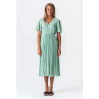 Elegantes plissiertes Midi-Wickelkleid