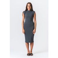 Figurbetontes Midikleid mit Stehkragen