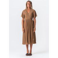 Elegantes Plissee-Wickel-Midikleid