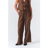 Braune weite Leinenhose