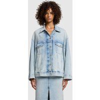 Übergroße Denim Trucker Jacke mit heller Waschung