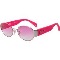 Sonnenbrille mit ovalem Rahmen und pinkfarbenen Farbverlaufsgläsern