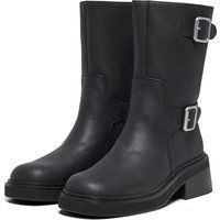 ONLY BUTTER-2 Polyurethan Damen Schwarze Absatz Stiefeletten bis zur Wadenmitte