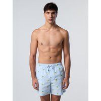 Gestreifte Seersucker-Badeshorts mit Zitronen