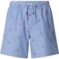 Gestreifte Seersucker-Badeshorts mit Zitronen
