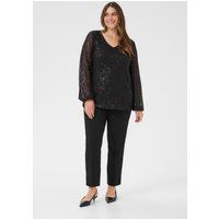 Paillettenbluse mit transparenten Ärmeln