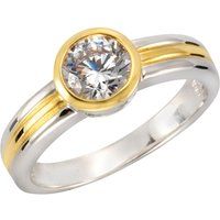 Celesta Silber Ring 925 Sterling Silber zweifarbig Zirkonia
