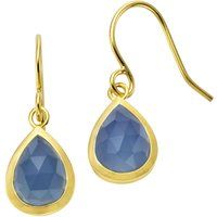 Tropfenförmige Chalcedon Ohrhänger Gold Vermeil