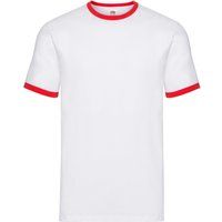 Weißes Ringer-T-Shirt mit rotem Rand