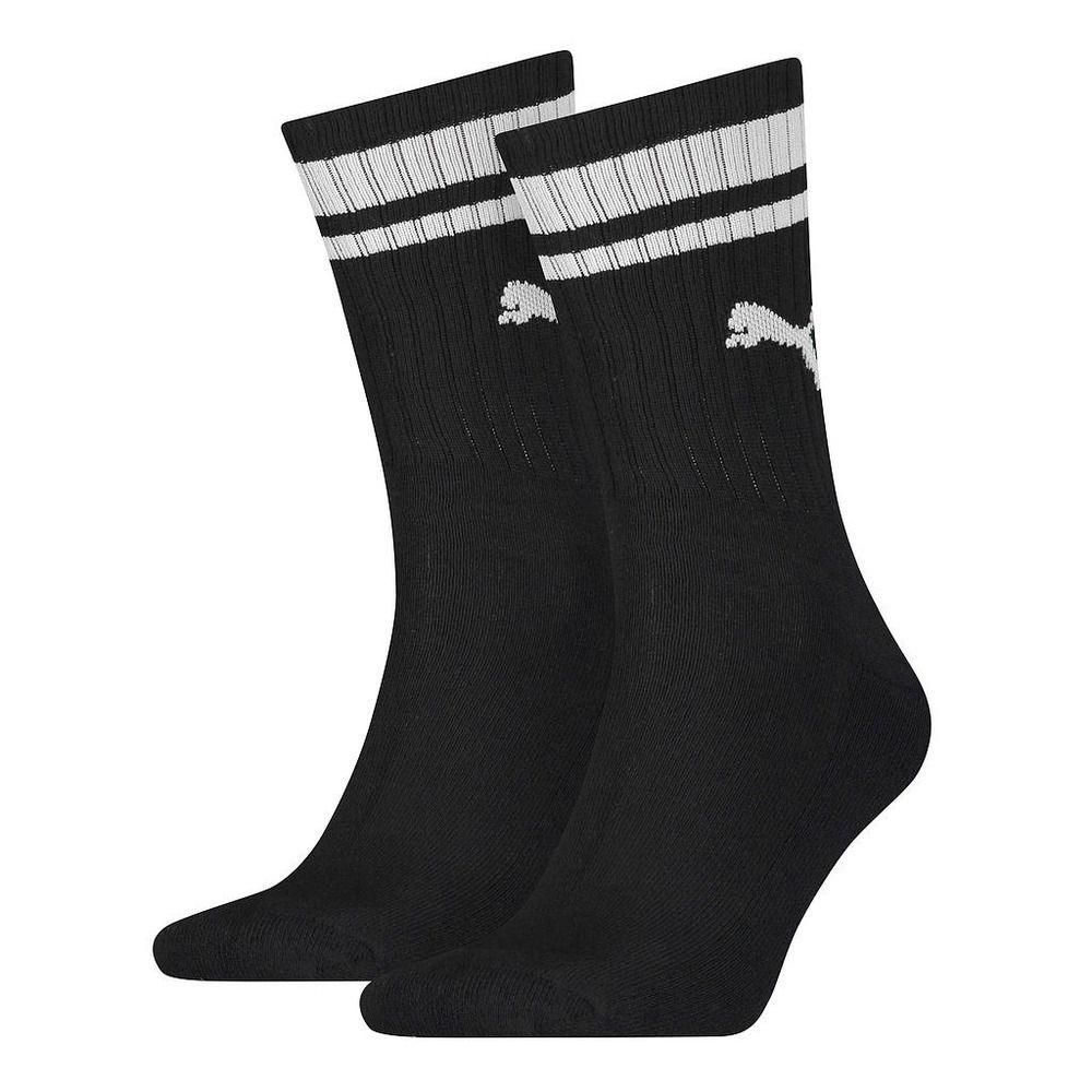 Schwarze gestreifte Socken im Zweierpack