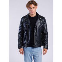 Schwarze Bikerjacke aus Leder für Herren