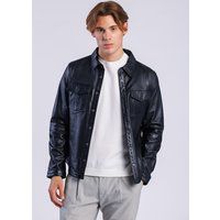 Schwarze Herren Lederhemdjacke