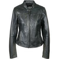 Klassische, figurbetonte Lederjacke in Schwarz