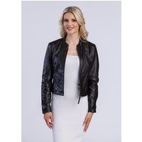 Kurze Bikerjacke aus Kunstleder