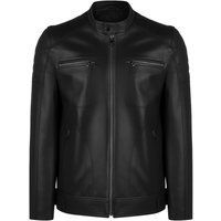 Moderne Schwarze Leder Bikerjacke