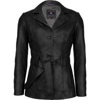 Gürtel-Kunstlederjacke mit Knöpfen