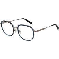 Quadratische blau gemusterte Vollrandbrille