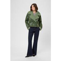 Grüne Shearlingjacke aus Kunstleder