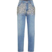 Mom Fit Jeans mit Strasssteinen