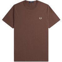 Klassisches braunes Baumwoll-T-Shirt mit Rundhalsausschnitt