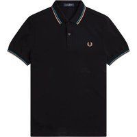 Schwarzes Poloshirt mit doppeltem Kragen