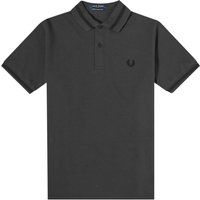 Dunkelgrünes Poloshirt mit gestreiftem Kragen
