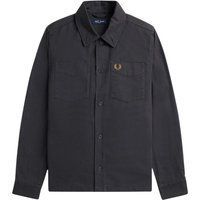 Baumwoll-Overshirt-Jacke mit Fischgrätenmuster