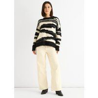 Abstrakter gestreifter Oversize Strickpullover