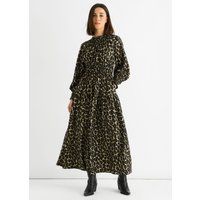 Maxikleid mit Animal-Print und hohem Kragen