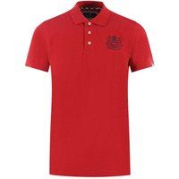 Aquascutum - Poloshirt für Herren/Damen Unisex, Ärmel mit Markenschriftzug (Rot)
