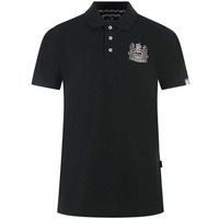 Aquascutum - Poloshirt für Herren/Damen Unisex, Ärmel mit Markenschriftzug (Schwarz)