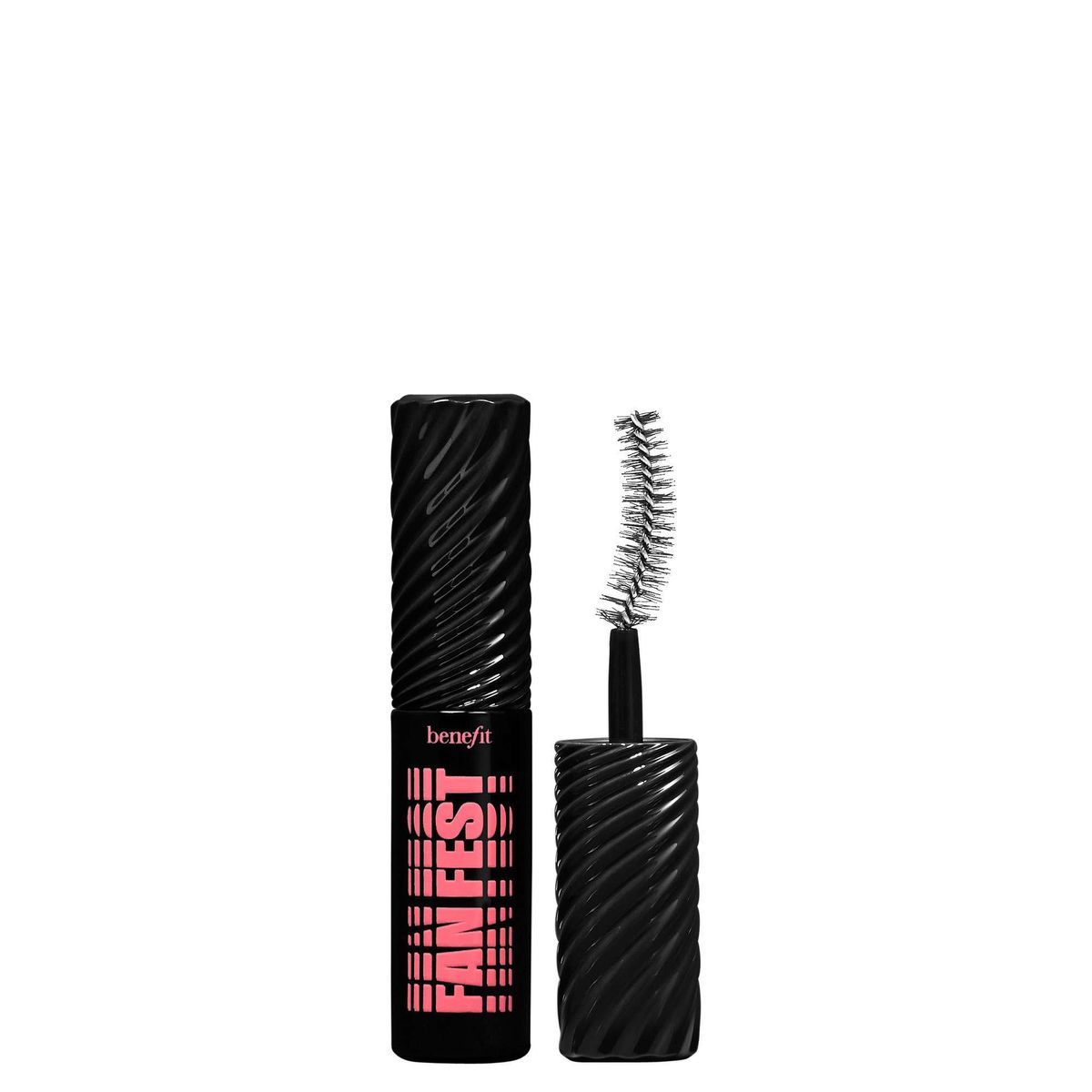 Volumenverstärkende schwarze Mascara für gefächerte Wimpern