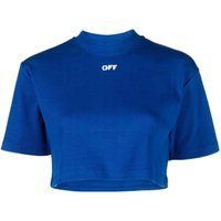 Geripptes, Kurzes T-Shirt mit 'Stamp'-Print