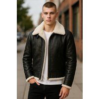 Klassische Shearling-Fliegerjacke