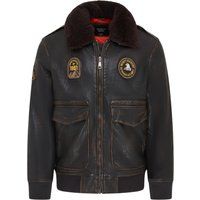 Herren-Lederbomberjacke mit Shearling-Kragen
