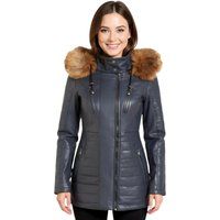 Gesteppte Lederparkajacke für Damen
